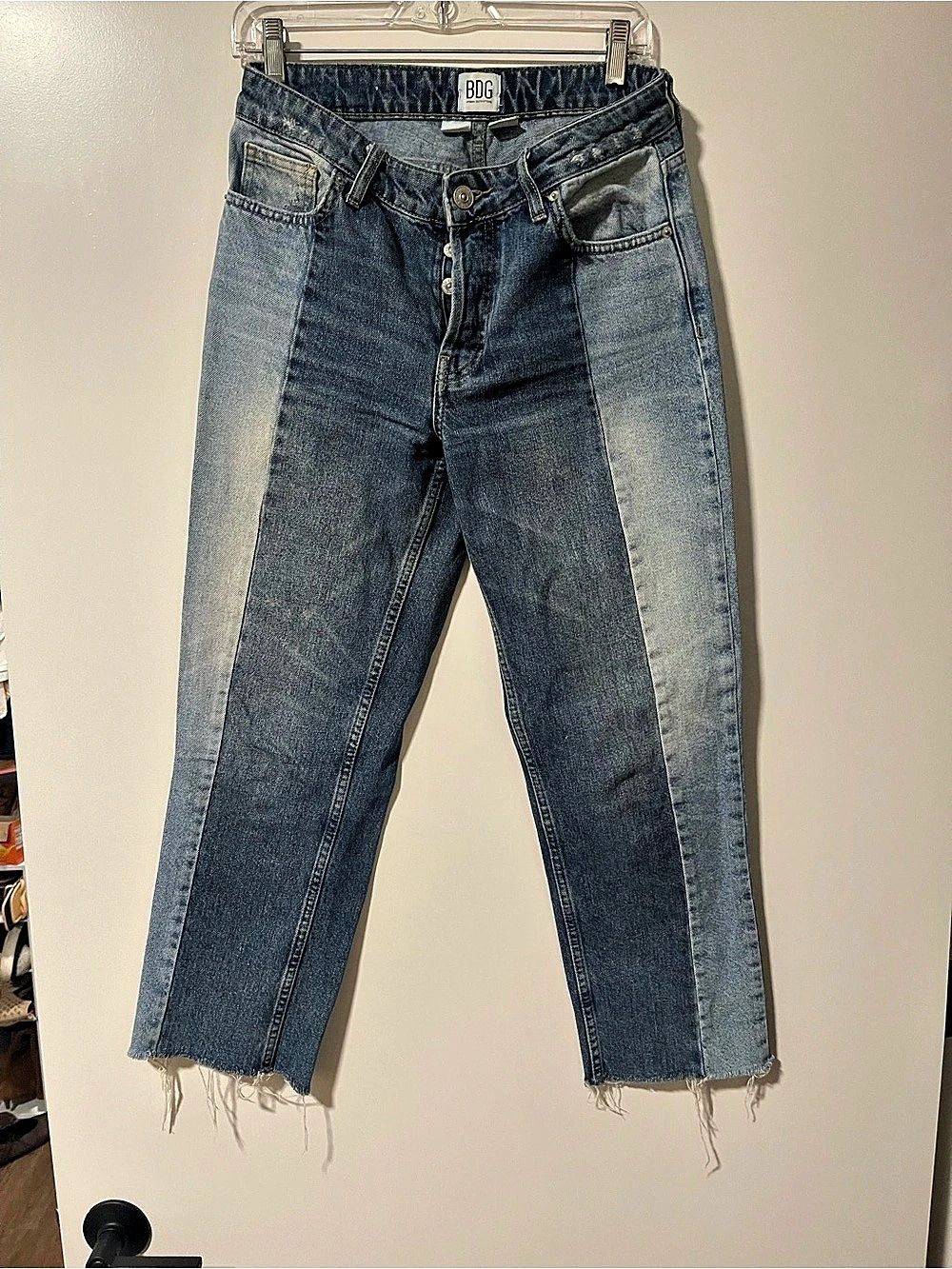 BDG Jessye Two-Tone Straight Leg Jeans Two-Tone Raw Hem size 27